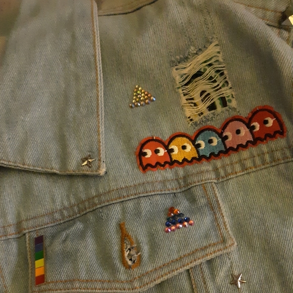 SOLD! LGBT illuminati denim custom jacket! Drops April 6th - Picture 10 of 16